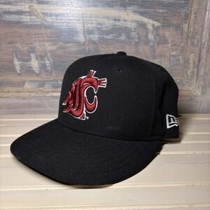 Vintage New Era Cap 100% WOOL Washington State Cougars Hat Black 7 1/8 2000s